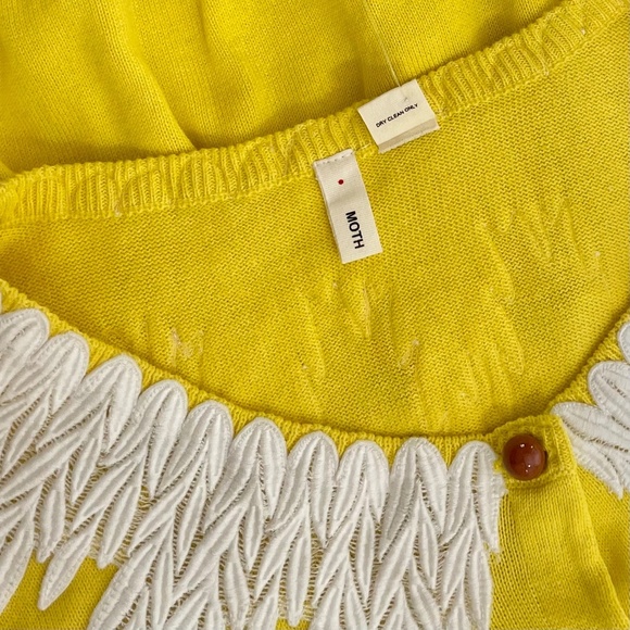 NWT!! Anthropologie MOTH Wisteria Cardigan Lace Appliqués Canary Yellow Small - Picture 13 of 15
